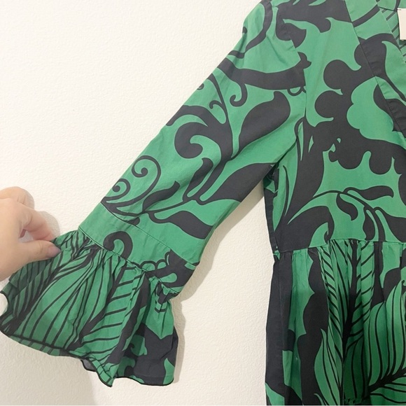 La Double J Jennifer Jane Tiered A-line Mini Dress Green Black Womens Small S - Picture 6 of 10